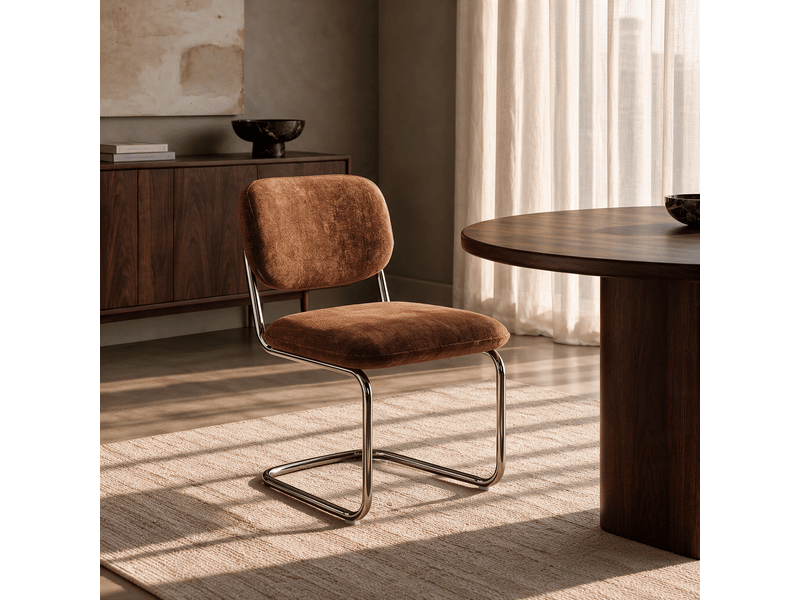  Lot de 2 chaises en velours texturé terracotta blake SC63VTTC - Conforama B
