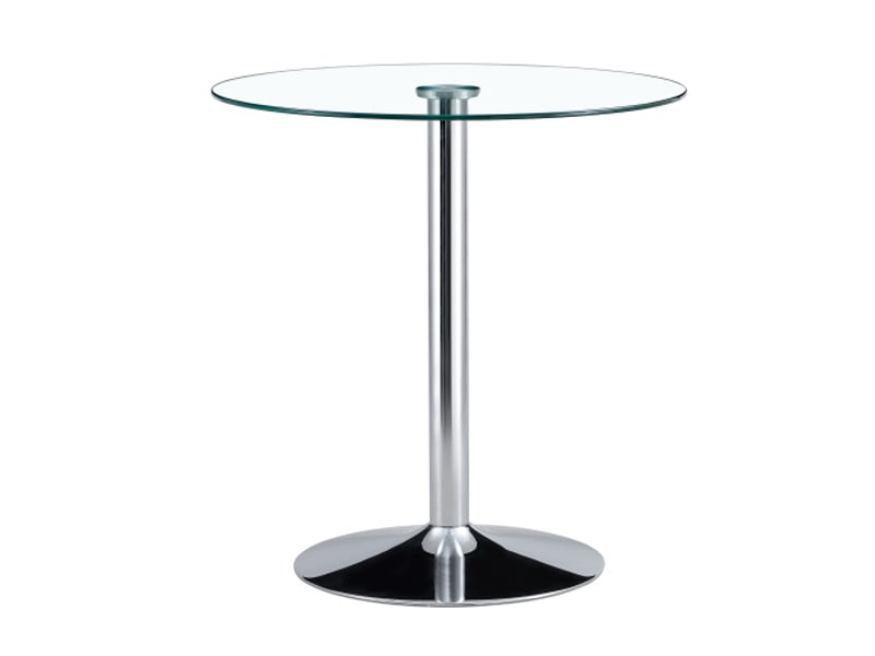  Ensemble bar flexible: table en verre 89 cm + 2 tabourets blancs - hauteur réglable, pivotants 360°, look transparent  - Conforama A