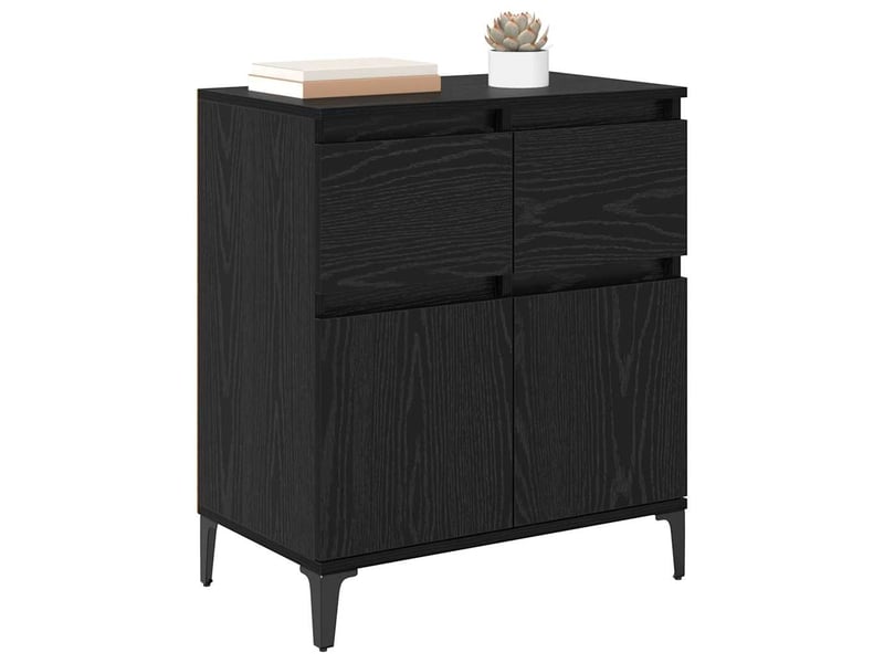  Buffet - bahut - meuble de rangement chêne noir 60 x 35 x 70 cm bois d'ingénierie et fer  - Conforama C