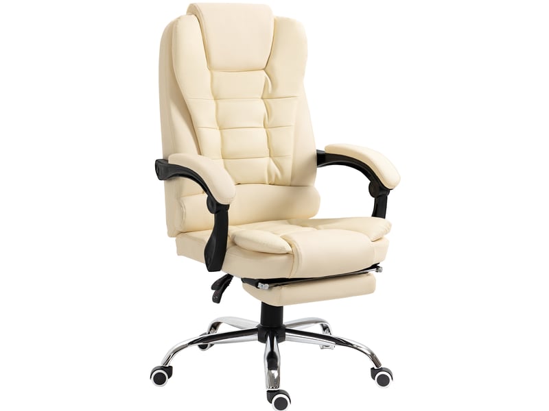  Fauteuil de bureau blanc crème inclinable 145° avec repose-pieds  - Conforama A