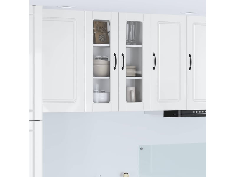 Meuble mural de cuisine, cabinet en verre mural blanc brillant 60x31x80cm shl7404 - Conforama B