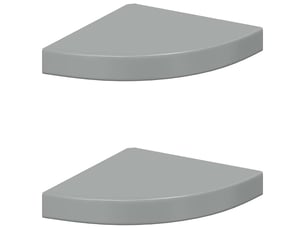 Lot de 2 étagères d'angle flottantes, étagères murales gris brillant 25x25x3,8cm mdf cf42772