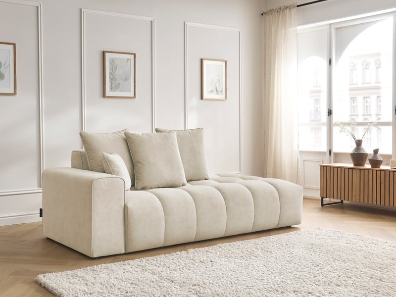  Bobochic canapé droit fixe mont-blanc velours beige  accoudoir gauche MONT-BLANC - Conforama D