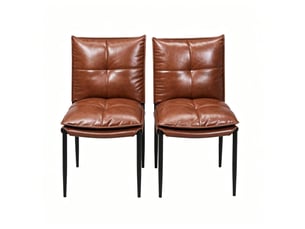 Lot de 2 chaises de salle à manger modernes avec dossier rembourré, marron et noir