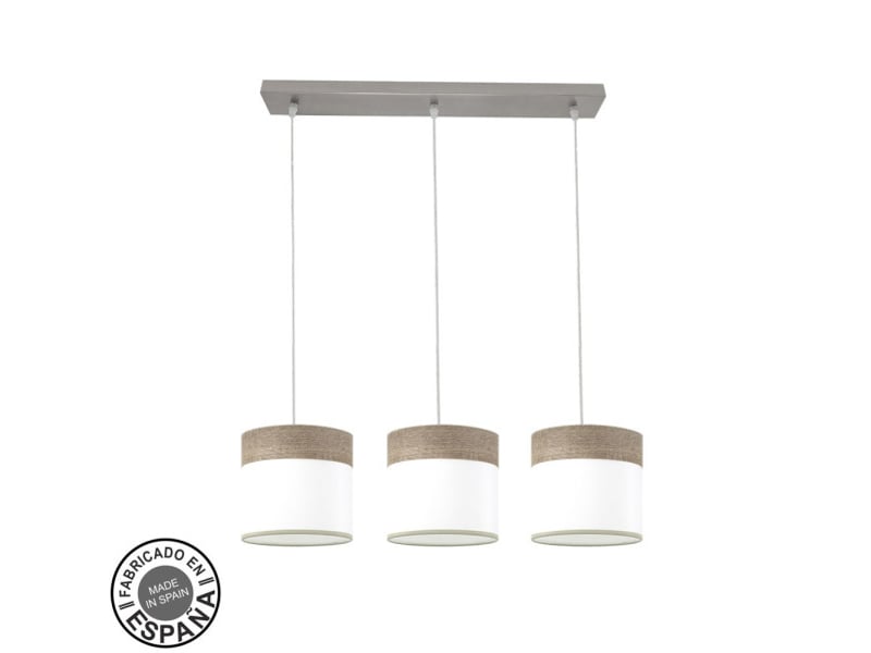  Rampe de plafond fabrilamp cloe nickelblanc-bois gris 3 x e27 hauteur réglable 35-108 cm 60x16 cm 175493083 - Conforama A