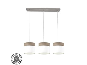 Rampe de plafond fabrilamp cloe nickelblanc-bois gris 3 x e27 hauteur réglable 35-108 cm 60x16 cm