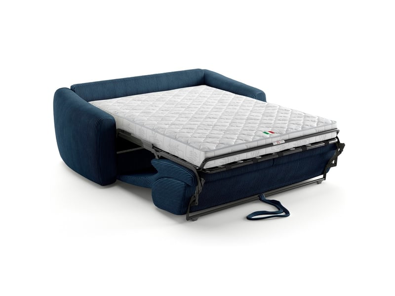 Canapé droit convertible 3 places en velours côtelé bleu foncé - ouverture express - suzie Suzie - Conforama E