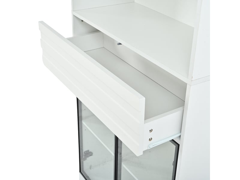  Vitrine 160x35x200 cm éclairage led rgb mdf blanc  - Conforama D