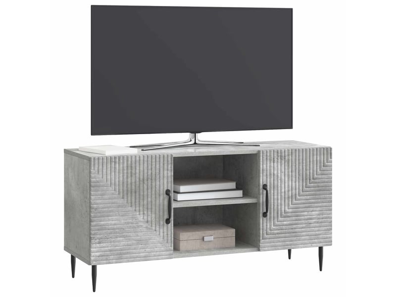  Meuble tv - banc tv - meuble de rangement gris béton 102 x 34,5 x 50 cm bois d'ingénierie  - Conforama C