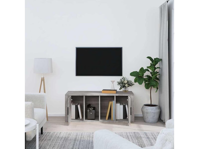  Meuble tv - banc tv - meuble de rangement sonoma gris 100x35x40 cm bois d'ingénierie  - Conforama C