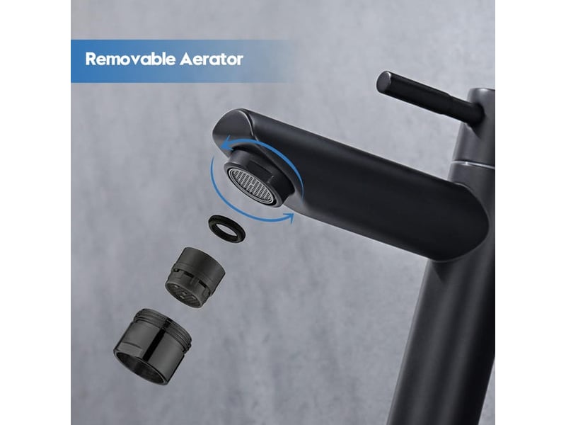  Robinet d'évier à eau froide uniquement, robinet de lavabo à eau froide (convient aux toilettes), acier inoxydable noir mat - noir  - Conforama E