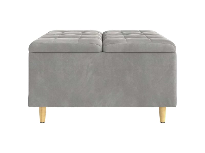  Ottoman, repose pied salon avec rangement gris clair 80x80x45 cm velours  - Conforama E