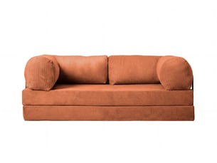 Canapé droit compressé convertible CASANOVA  3 places Velours côtelé Terracotta