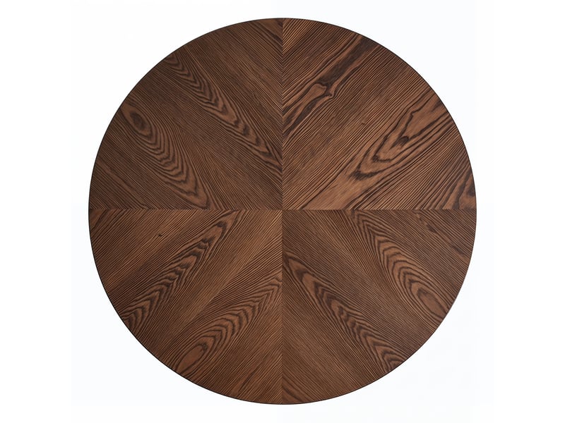  Table basse ronde à plateau épais 8 cm et base cannelée pour salon en bois massif et mdf noyer  - Conforama D