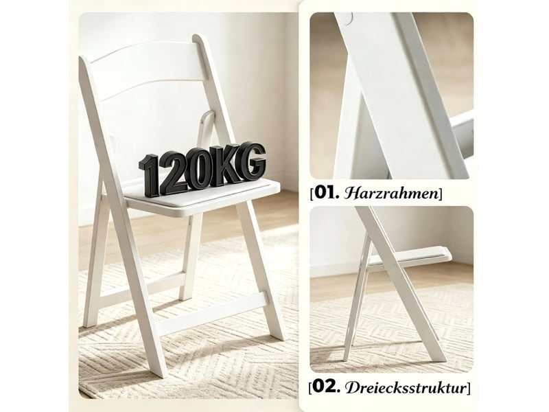 Lot de 4 chaises pliantes multifonctionnelles pour intérieur et extérieur (uniquement avec 4 chaises pliantes) - Conforama E