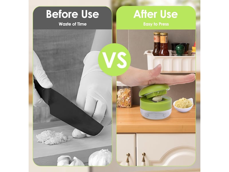  Set de presses ail, presse-ail manuel, avec outil éplucheur en silicone et brosse de nettoyage, lames en acier inoxydable alimentaire  - Conforama C