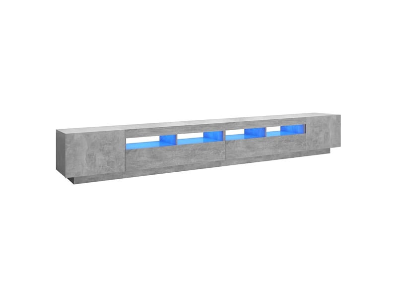  Meuble tv - banc tv - meuble de rangement avec lumières led gris béton 300x35x40 cm  - Conforama A
