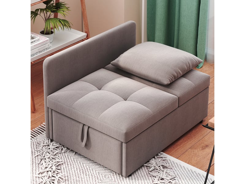 Canapé droit convertible 1 pl lin gris canapé gris - Conforama E
