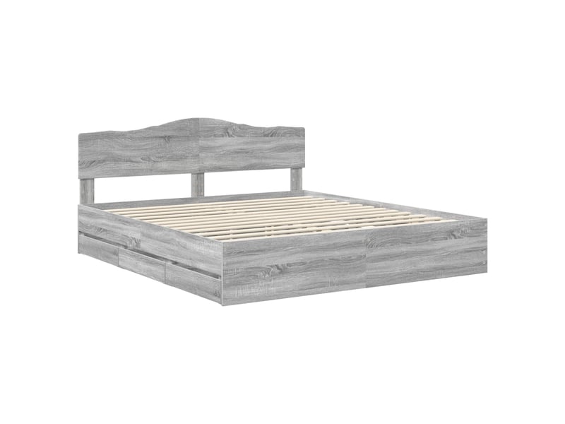Lit double- lit adulte - cadre de lit gris sonoma 180 x 200 cm bois ingénierie - Conforama C