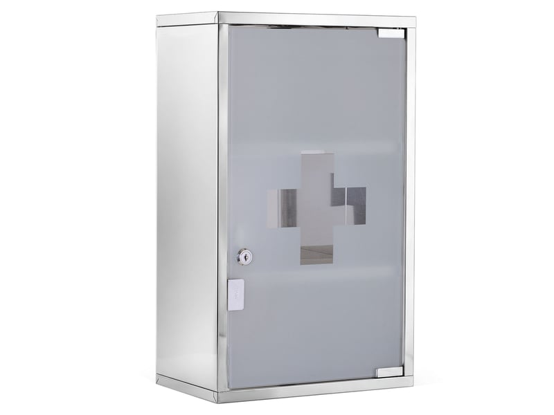  Armoire à pharmacie murale à 3 niveaux en acier inoxydable avec porte verrouillable en verre avec 2 clés  - Conforama B