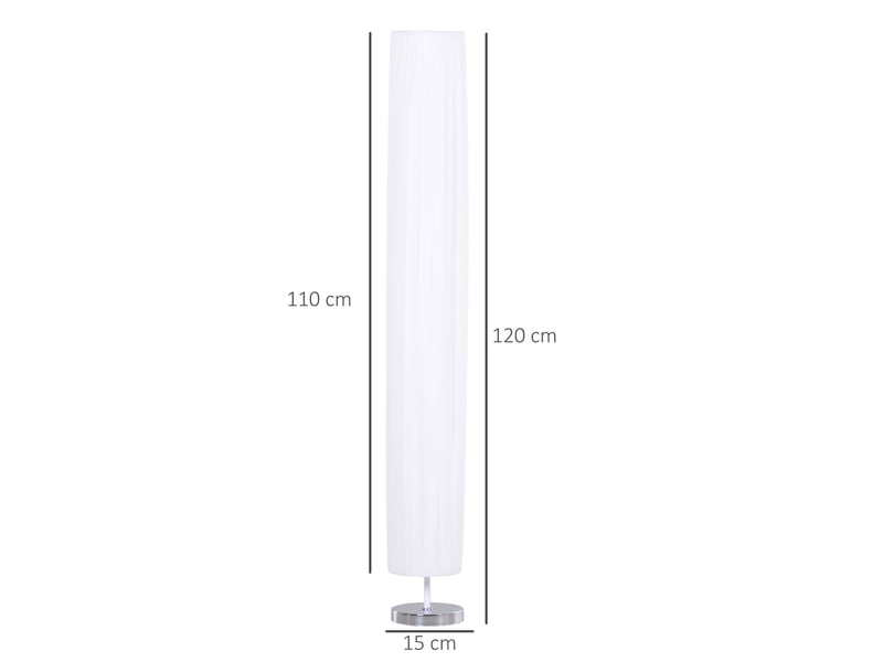  Lampadaire moderne pour chambre, salle à manger et salon (2 ampoules e27), interrupteur, faible consommation, base en acier inoxydable, 120 cm, blanc  - Conforama C