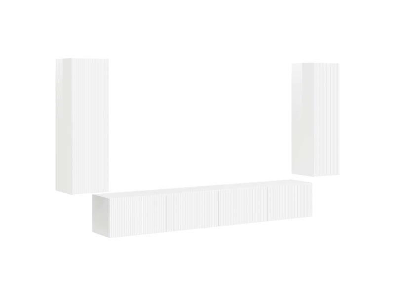  Ensemble de meuble tv - banc tv - meuble de rangement mural 4 pcs blanc brillant  - Conforama A
