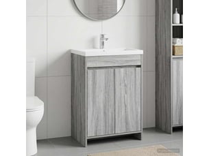 Meuble sous lavabo de salle de bain, commode sonoma gris shl4322