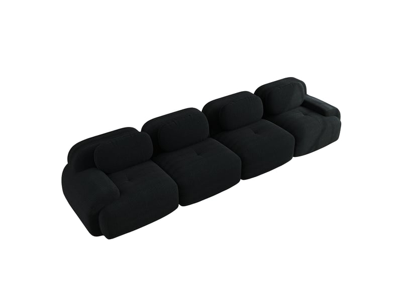  Canapé modulable, canapé 4 places, en velours tricoté, noir, sans montage, sans structure, bureau, pour chambre  - Conforama B