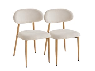 Lot de 2 chaises vintage - rustique - chaise en lin et salle à manger - style nordique minimaliste - pieds en métal beige