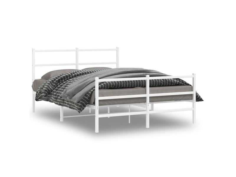  Lit double- lit adulte -  cadre de lit métal sans matelas et pied de lit blanc 140x200 cm  - Conforama A