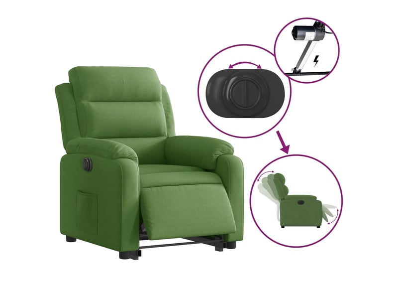 Vidaxl fauteuil inclinable électrique vert clair velours - Conforama E
