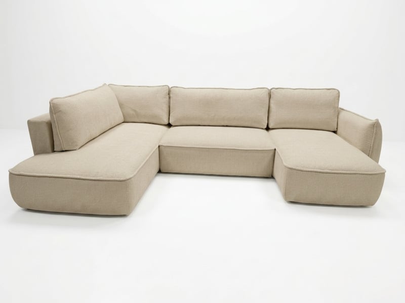  Bobochic canapé d'angle panoramique convertible esmee tissu chenille beige  angle droit ESMEE - Conforama A