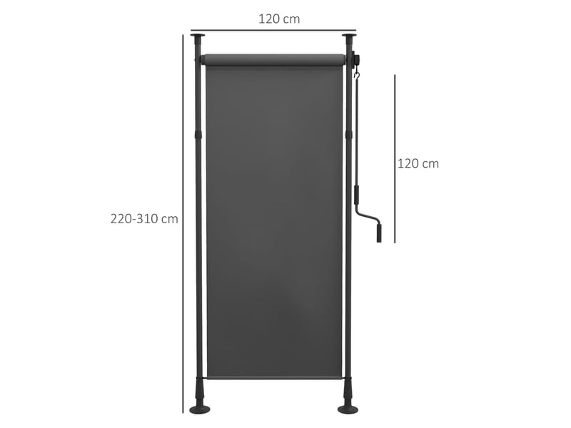  Parasol 120x220x310, store vertical parasol, résistant aux intempéries, à manivelle, polyester, gris foncé  - Conforama B
