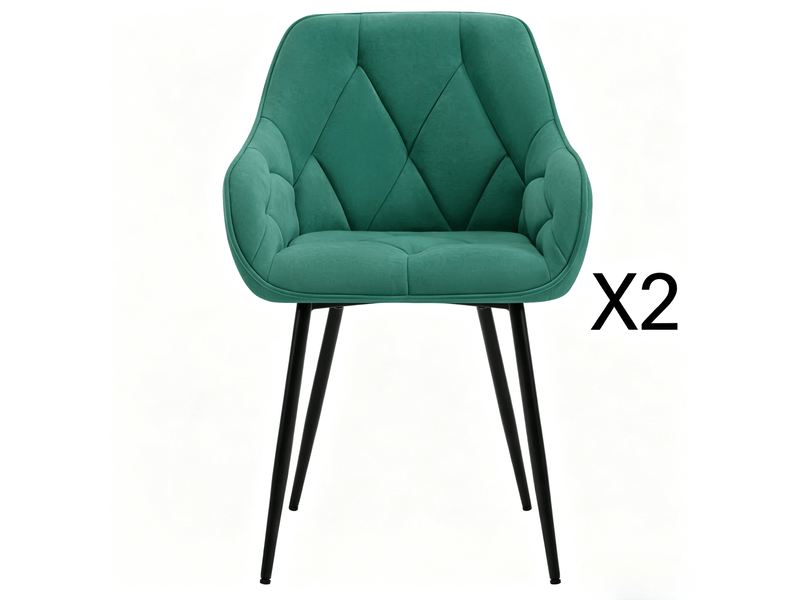  Lot de 2 chaises de salle à manger 45,5x45x83,5 cm dossier ergonomique velours vert  - Conforama A