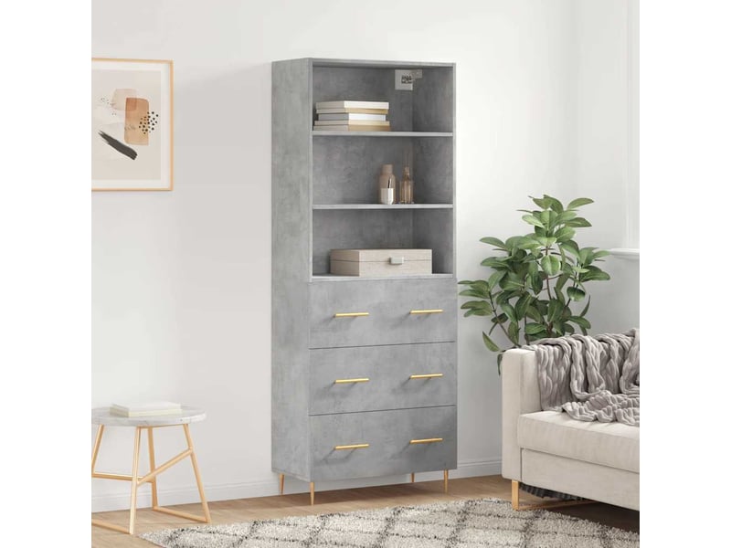  Buffet haut - bahut - meuble de rangement gris béton 69,5x34x180 cm bois d'ingénierie  - Conforama B
