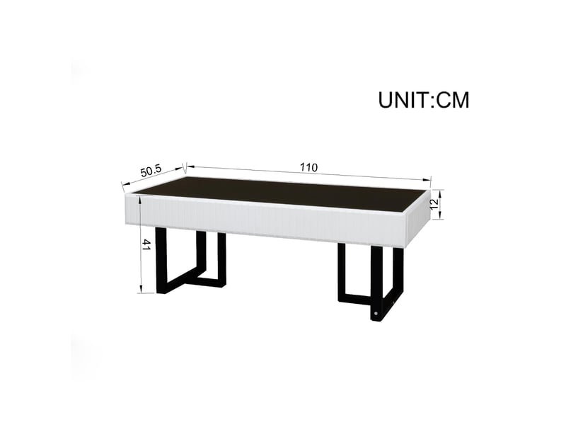  Table basse à plateau brillant pour salon en mdf 110×50,5×41 cm noir et blanc  - Conforama E
