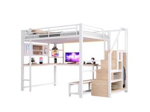 Lit mezzanine 140x200 cm OKWISH coloris blanc