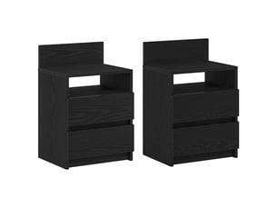 Tables de chevet (lot de 2) avec 2 tiroirs noires 40 x 33 x 60 cm