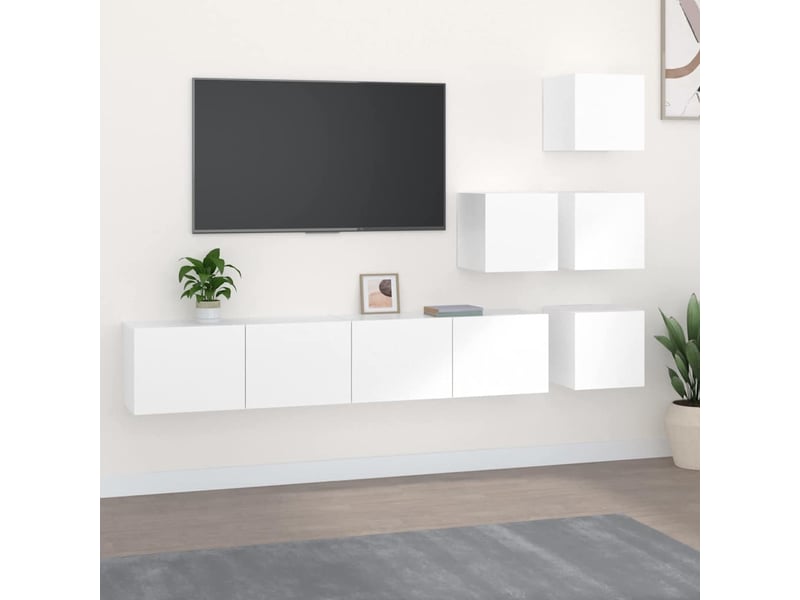  Meuble tv - banc tv - meuble de rangement mural blanc bois d'ingénierie  - Conforama B