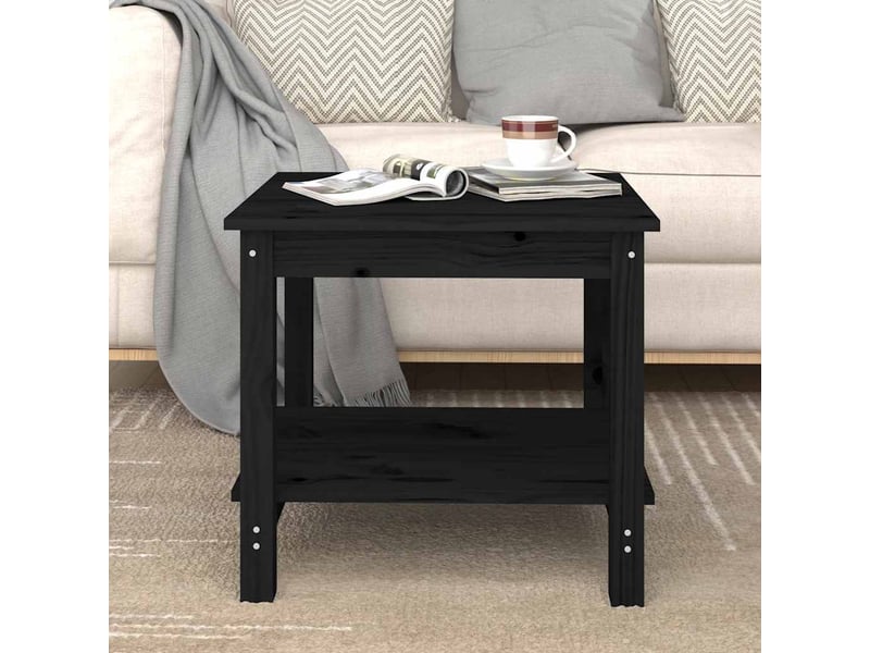  Table basse | table de salon noir 50x50x45 cm bois massif de pin  - Conforama B
