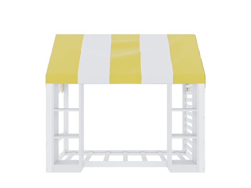  Lit enfant baldaquin,90x200 cm,avec rangements ouverts,blanc  - Conforama E