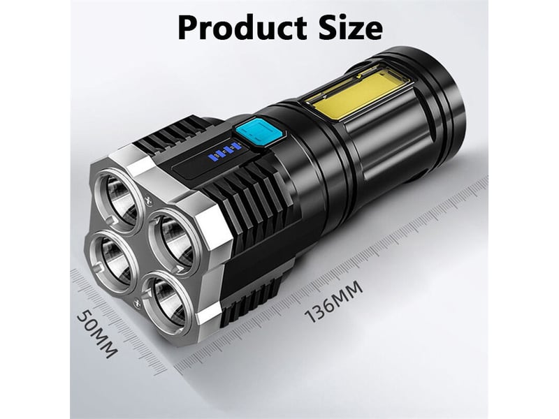  La torche lumineuse be de 10000000lm a mené l'éclatement de noyau quadruple de lumière tactique rechargeable d'usb  - Conforama D
