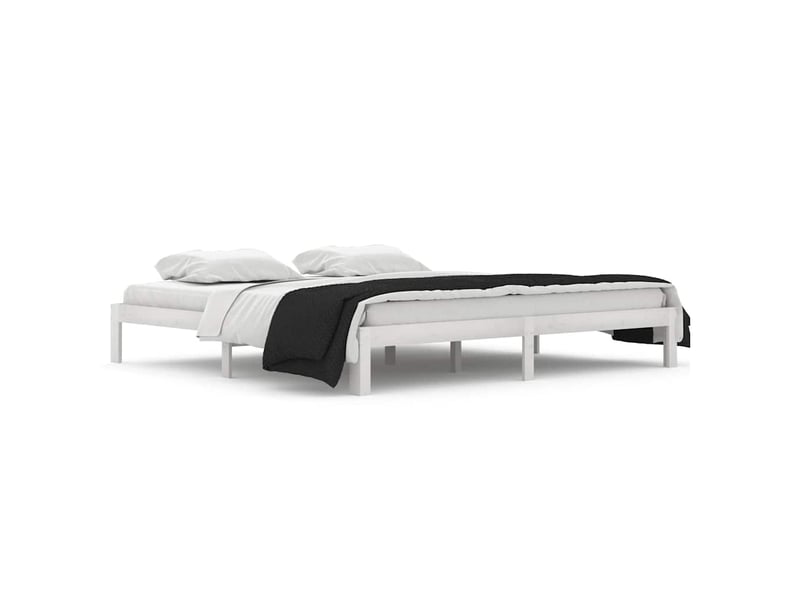  Lit double- lit adulte -  cadre de lit sans matelas blanc bois massif de pin 200x200 cm  - Conforama A