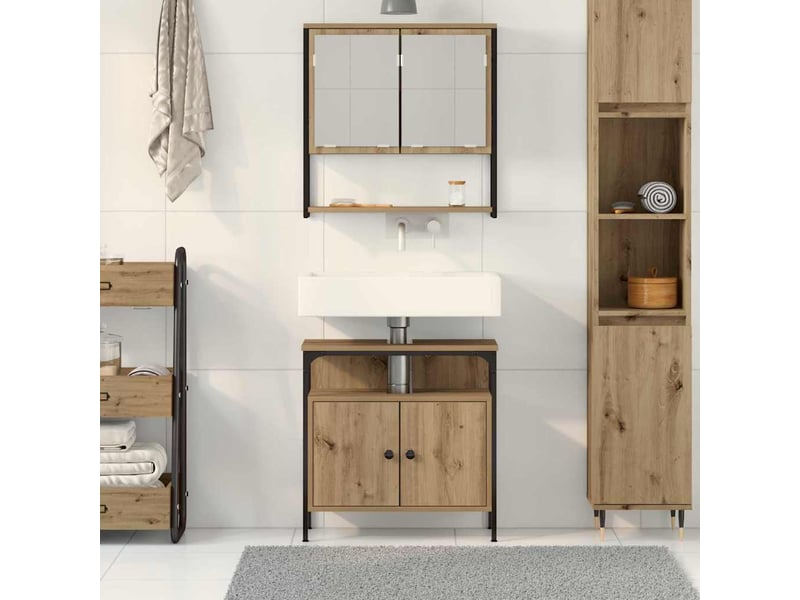  Ensemble de mobilier de salle de bain 2 pièces marron cf64228  - Conforama D