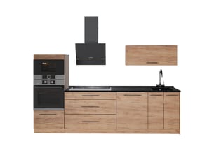 Vicco cuisine, chêne doréchêne doré, 280cm plan de travail anthracite