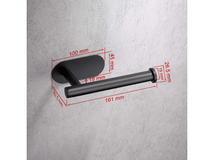 Porte-papier toilette mural en acier inoxydable 304, sans perçage, noir