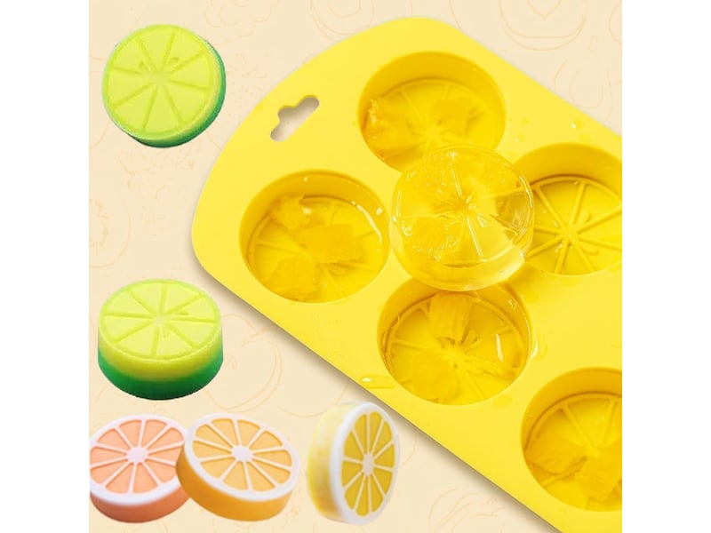  Moule en silicone en forme de fruit – 3 paquets, 6 cavités citron 3d, ustensiles de cuisson antiadhésifs de qualité alimentaire pour savon, glaçons  - Conforama B