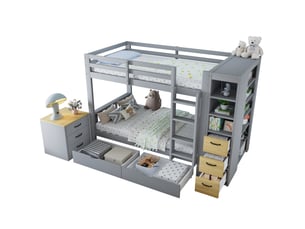 Lit superposé 2x90x200 cm <strong>HAUSS SPOLE</strong> <strong></strong> coloris bicolore