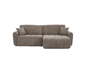 Canapé droit convertible <strong>BAITA</strong> <strong></strong> 4 places Tissu marron avec coffre de rangement