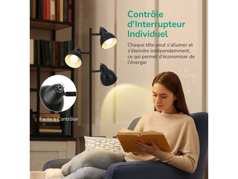  Lampe sur pied industrielle 3 lampes noire metal 163 cm e27 avec ampoules led 370618_AAAYD54162_6_DROPFR - Conforama B